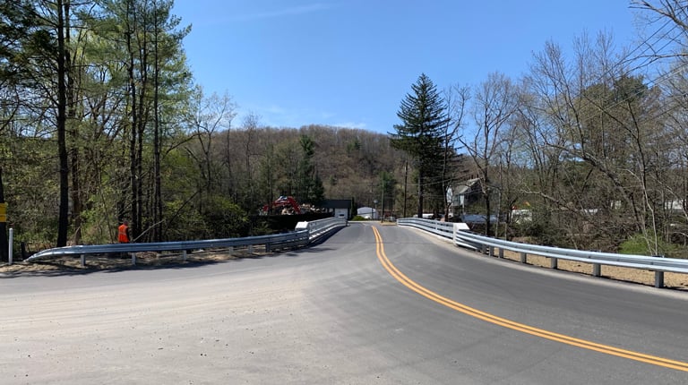 Approaching view of the newly rehabilitated Bogue Bridge.