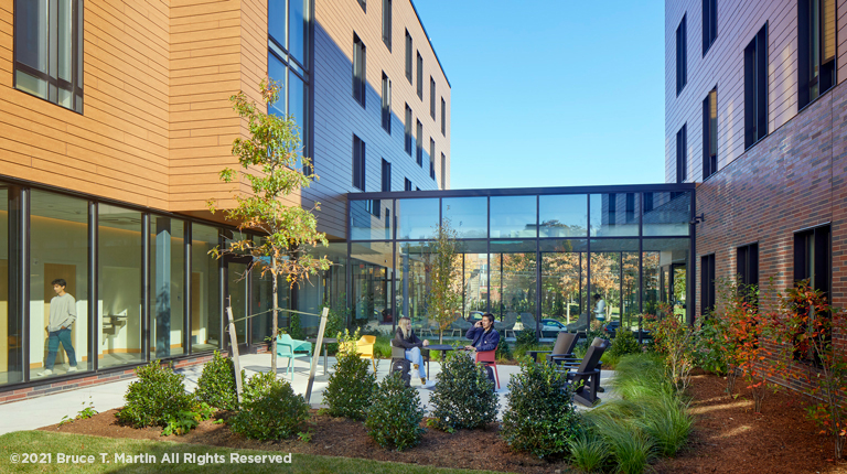 Students enjoy Health and Wellness Center and Residence Hall Outdoor Common Area.