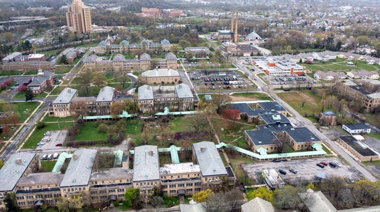 Aerial view of Creedmoor psychiatric campus. 
