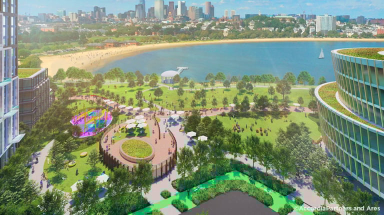 Dorchester Bay City Living Levee and Resiliency Design mock-up