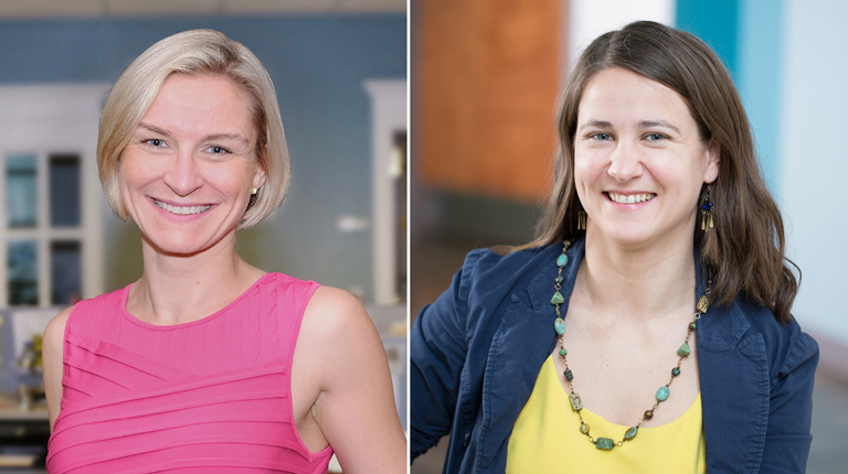A professional headshot of two female employees wearing business attire.