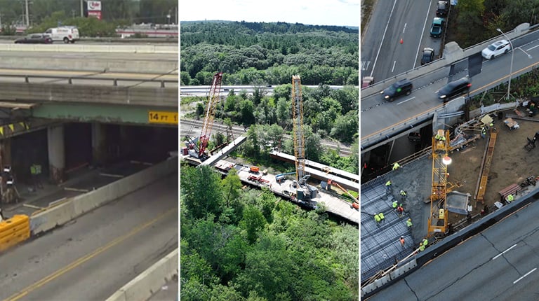 A collage of three VHB ERC construction sites.