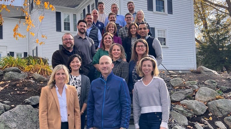 The Fall 2025 LEADS class poses for a group photo outside the Warren Conference Center & Inn. 