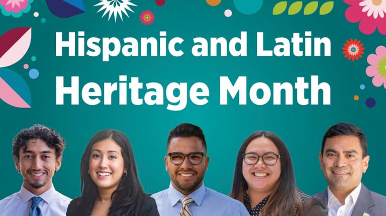 Hispanic and Latin Heritage Month with bright floral graphics.