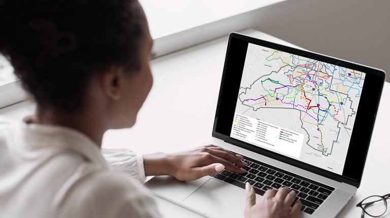 A map featuring potential future ATN routing options supporting MARTA’s existing and proposed routes.