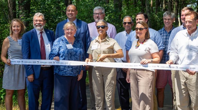 Ribbon cutting celebrates the opening of the Sudbury-Hudson section of the Mass Central Rail Trail.