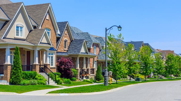 Custom built luxury houses in the suburbs.