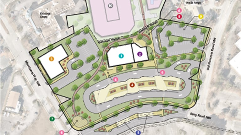 Site plan of Gwinnett Place Transit Center redevelopment.