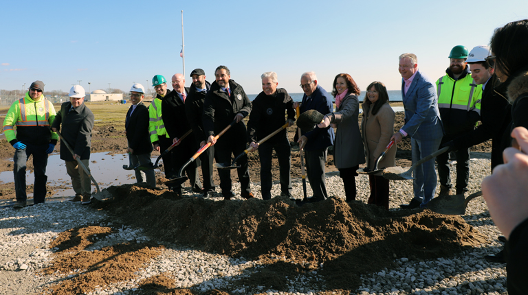 VHBers Attend Shorefront Park Living Shoreline Groundbreaking