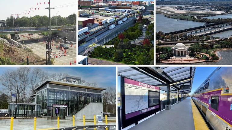 Collage of transportation images.