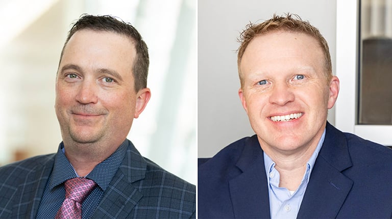 Headshots of Ryan Noyes, left, and Dale Abbott, right. 