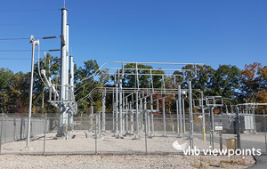 a typical suburban electric substation with lines and conduits