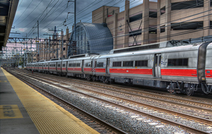 Metro-North train arriving at South Norwalk Train Station.