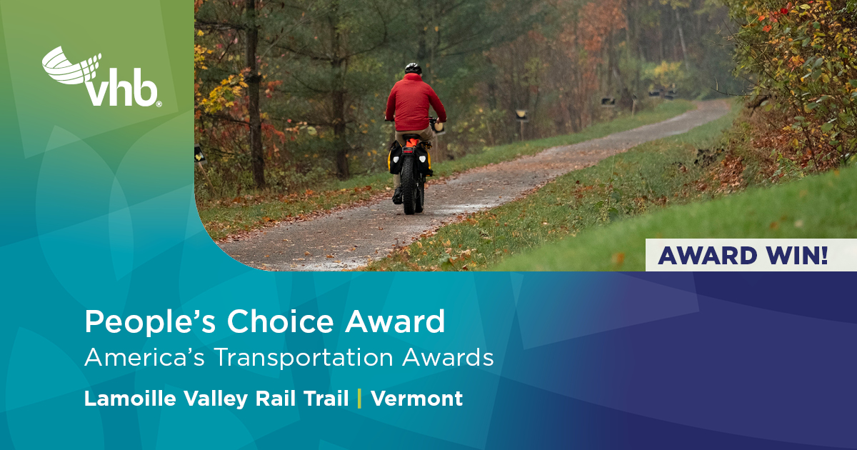 News Vermont Rail Trail Wins America’s Transportation Awards VHB