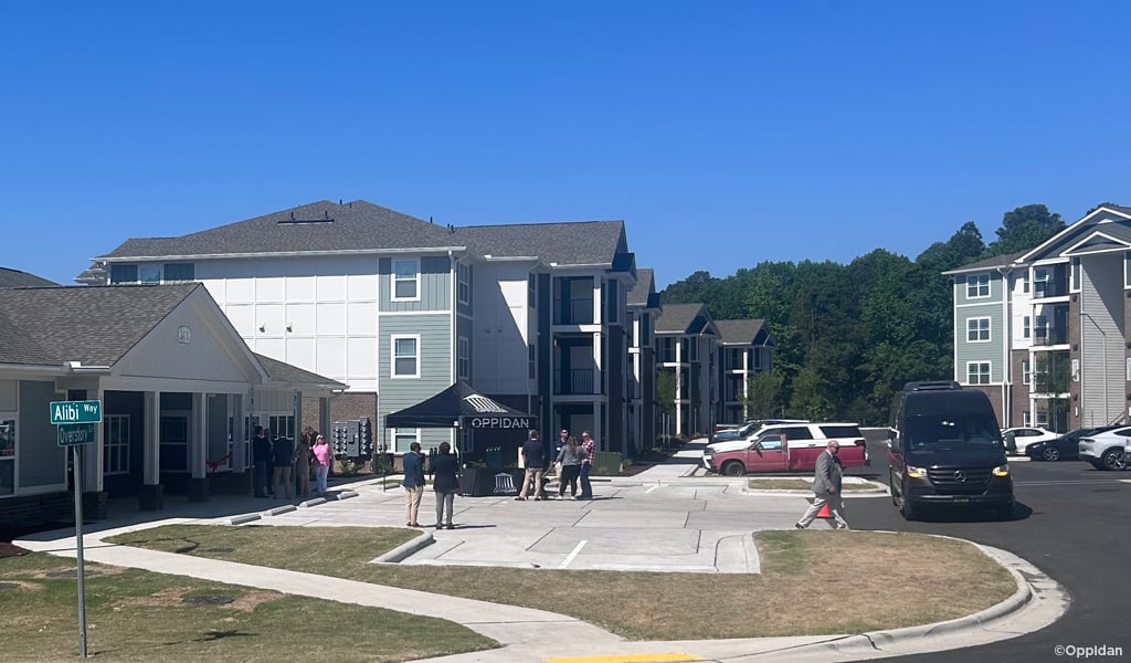 A row of new affordable housing apartment.