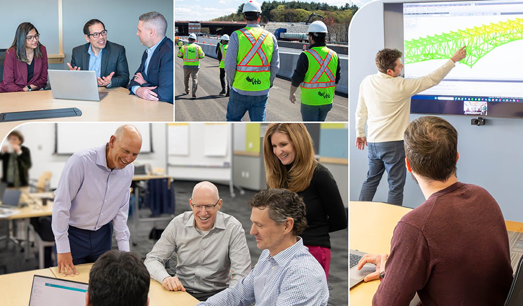 Collage of VHBers working together.