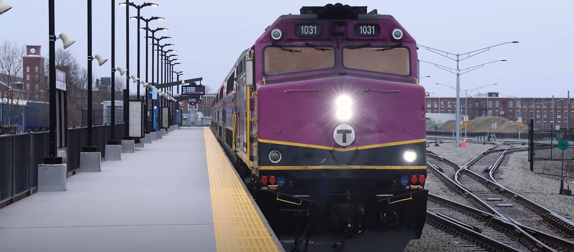 MBTA train at South Coast Rail station.