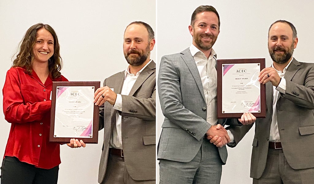 Collage of VHBers receiving the ACEC Awards.