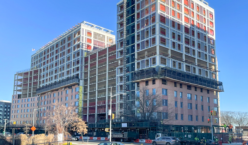 Ongoing construction at the Alafia development in East New York in 2025.