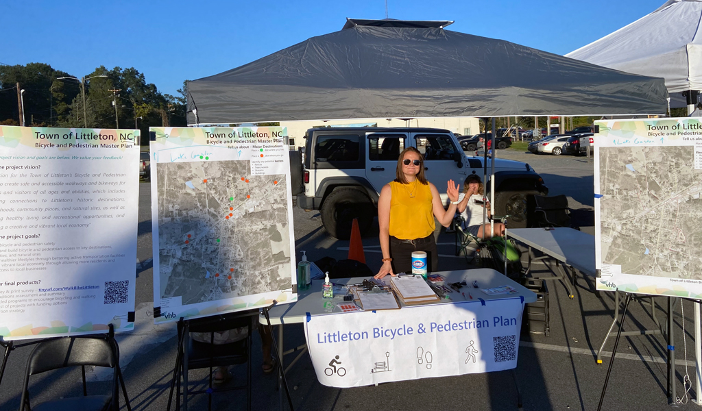 Cassi attending a public outreach event for the Town of Littleton, North Carolina, Bicycle and Pedestrian Plan.