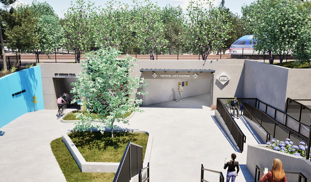 The proposed southern entrance will improve access to the future VRE Crystal City Station while strengthening connections to surrounding transit, pedestrian, and bicycle facilities.