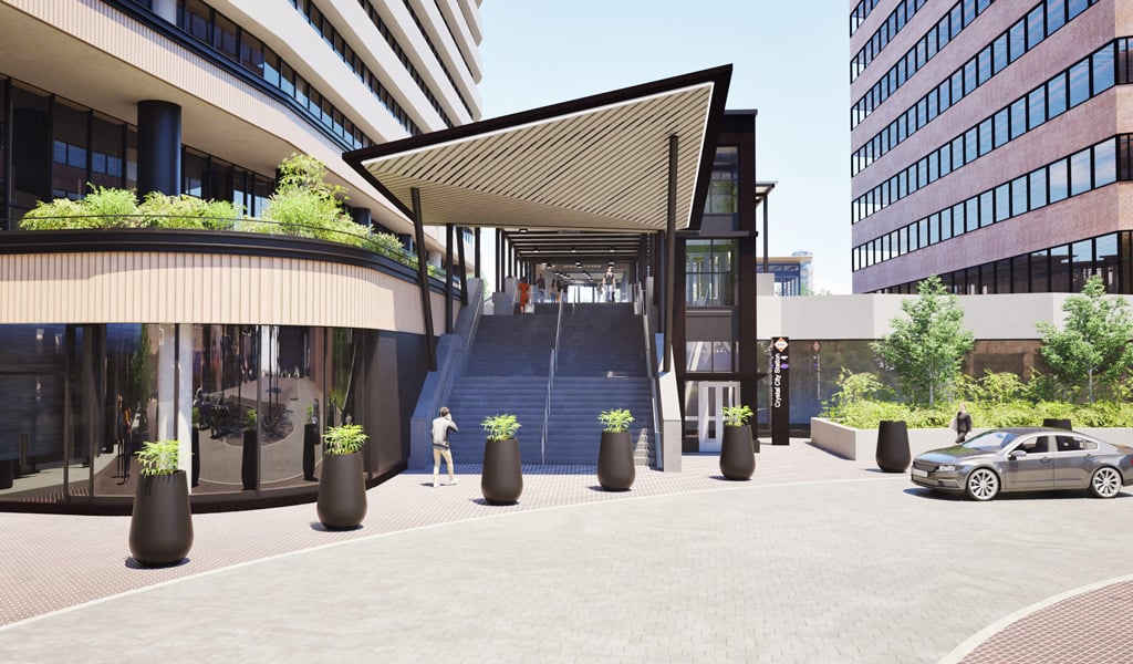 Rendering of the proposed north entrance creates a welcoming gateway to the station and surrounding transportation network.