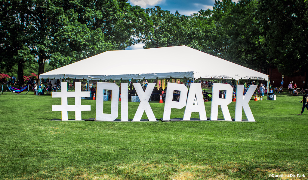 Large letters that read #DixPark at the SunFest Festival 