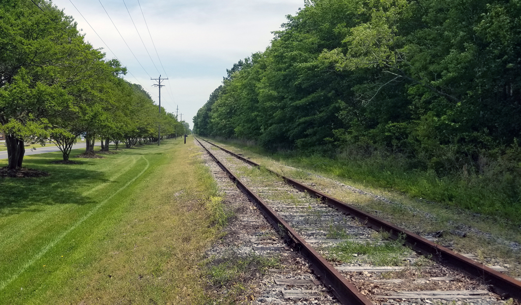 A ground shot of the existing railroad no longer in operation.