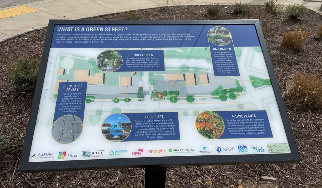 An information sign providing education on a Green Street.
