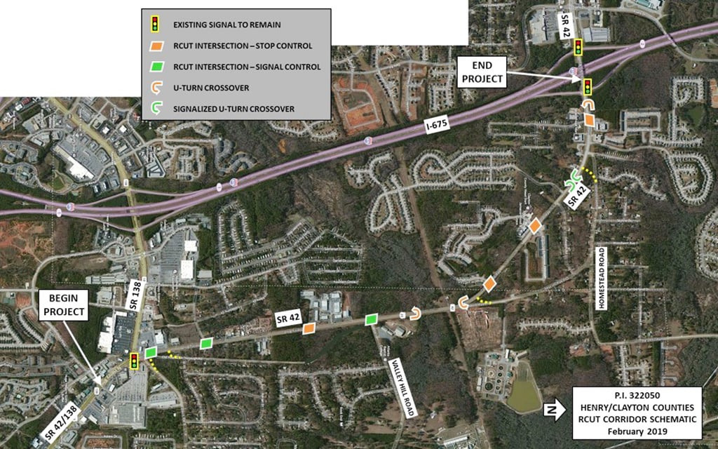 An aerial photograph of SR 42 in Georgia.