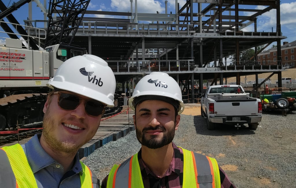 Marshall Agee and Dylan Honardoust on site during construction at Ivy Corridor.