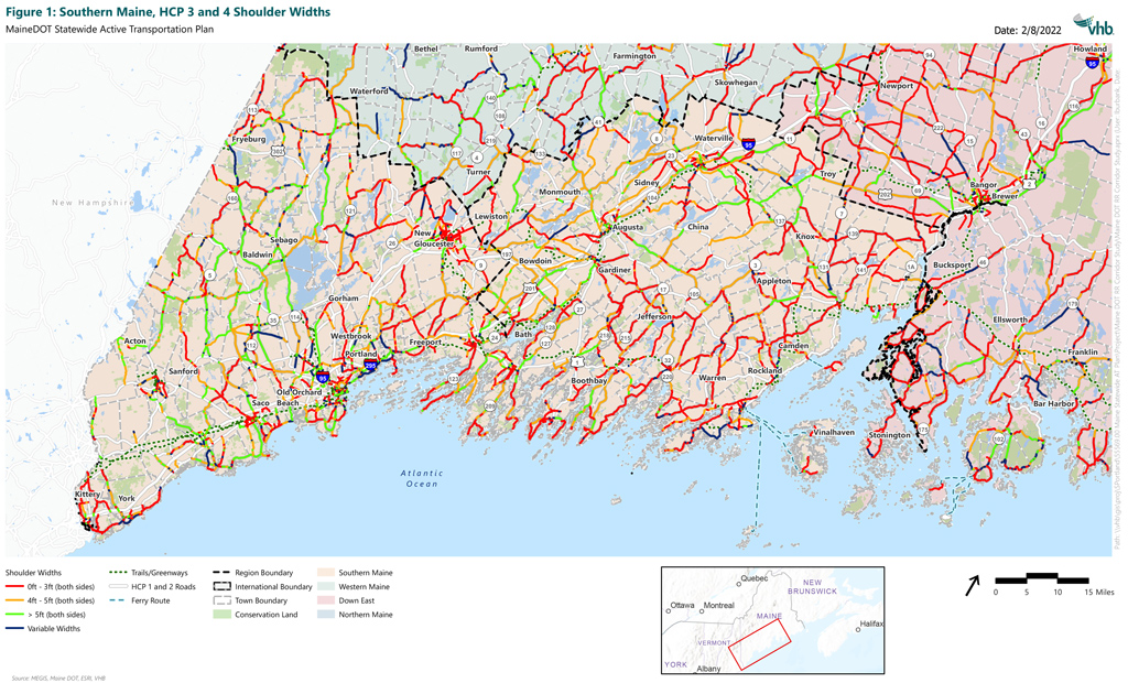 Regional highway and greenway maps for Southern Maine.