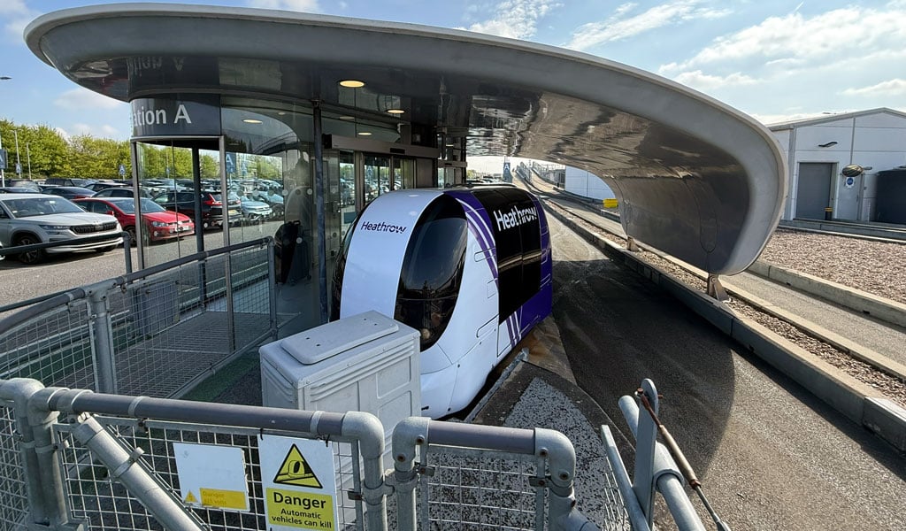 A “pod” in action at London Heathrow Airport during one of Curt’s recent trips.