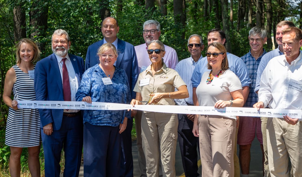 Ribbon cutting celebrates the opening of the Sudbury-Hudson section of the Mass Central Rail Trail.