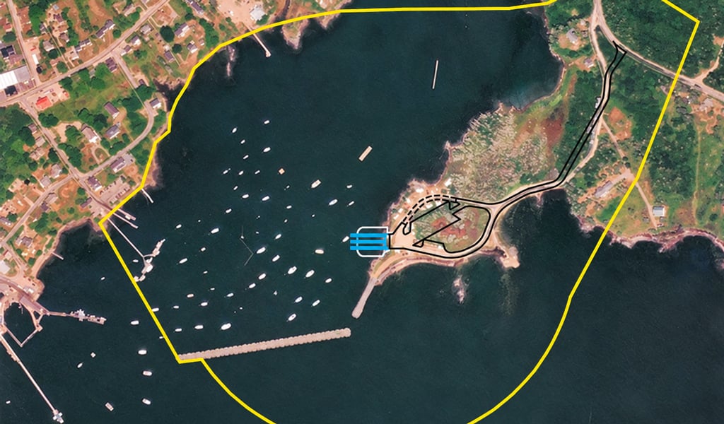 An overhead view of a map outlining the project area.