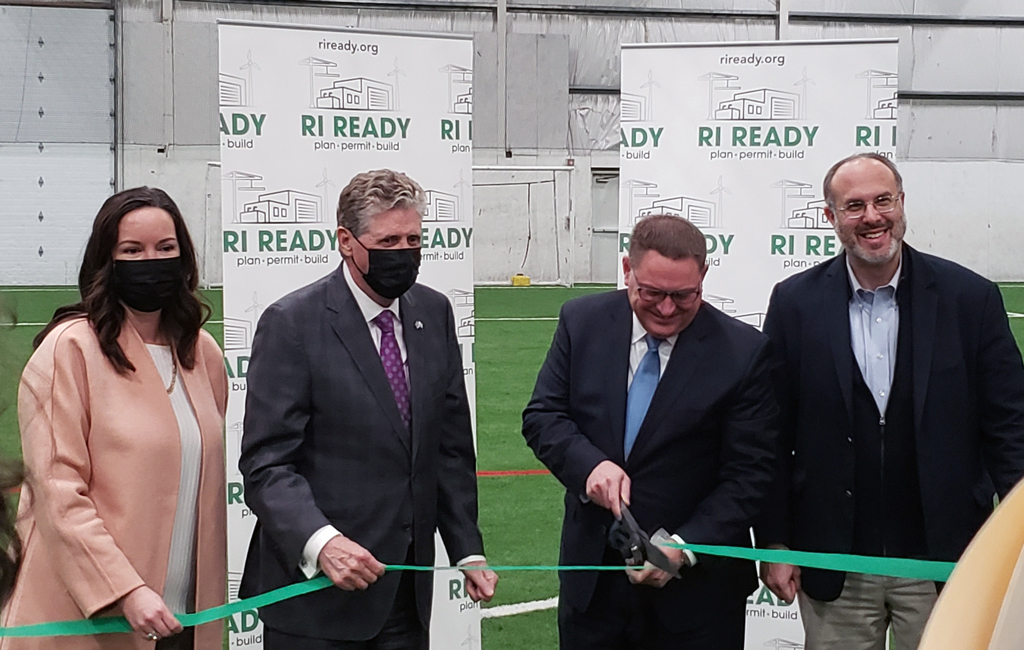 Ribbon cutting with Rhode Island officials for Rhode Island Ready program.