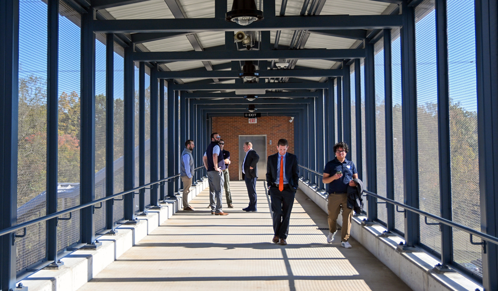 A few VHBers hang out in the newly completed pedestrian bridge.