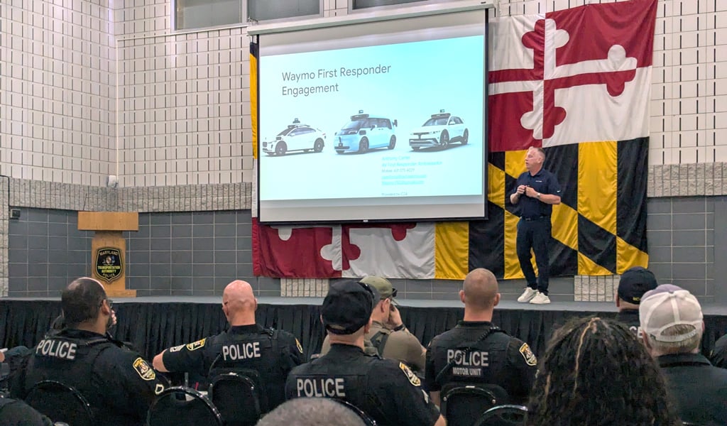 First responders learning how to navigate autonomous vehicle systems. 