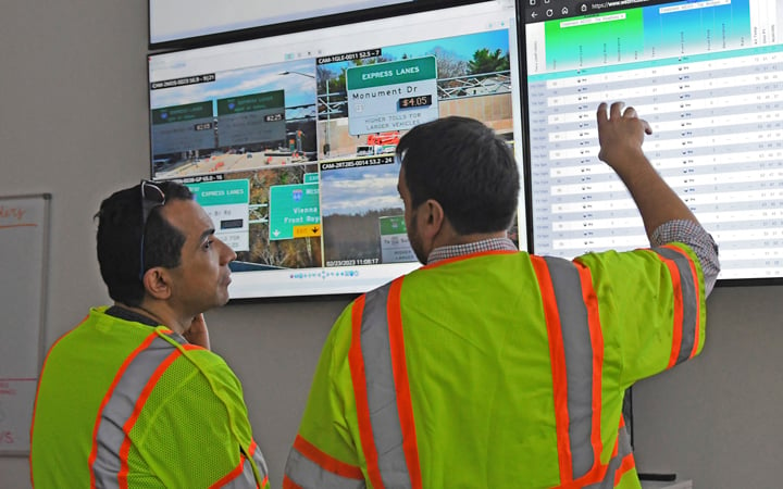 Ahmed and Indra’s ITS Engineering Manager in the Express Lanes’ control room/traffic management center.