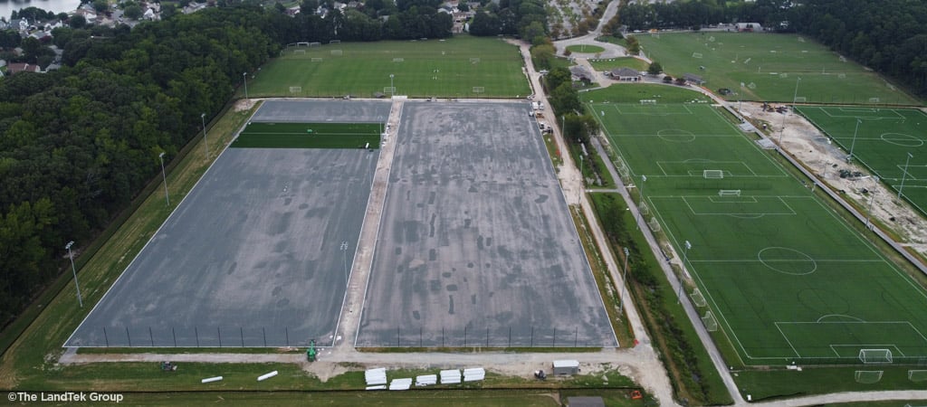 46,300 tons of stone were delivered for this project as the base of each turf fields.