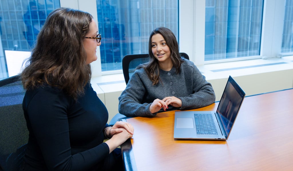 Lindsey Cassone meeting with the New York Forward team.