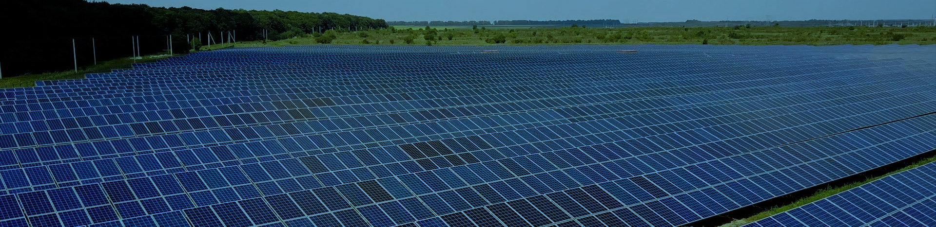 Aerial view of solar farm panels