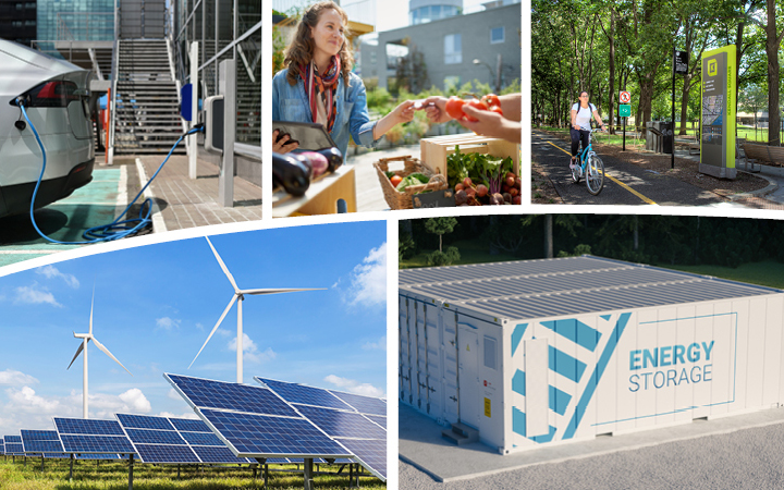 A collage of climate and energy solutions
