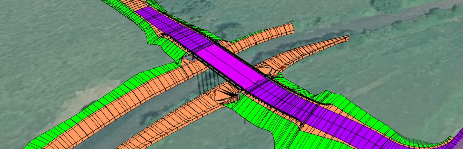 A colorful interactive model of a bridge design and its elements.