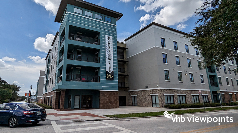Exterior view of Parramore Oaks, an affordable housing development in Orlando, Florida. 