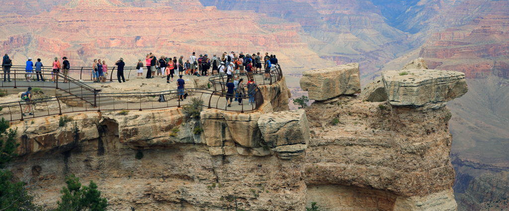 Tourists at Mather Point in Grand Canyon National Park.  