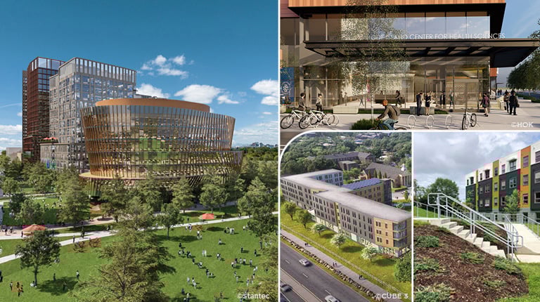 A photo array of four P3 projects in New England. 