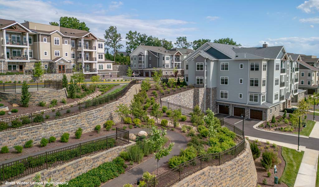 Accessible walkways at the Shenandoah Valley Westminster Canterbury senior living facilities in Winchester, Virginia.
