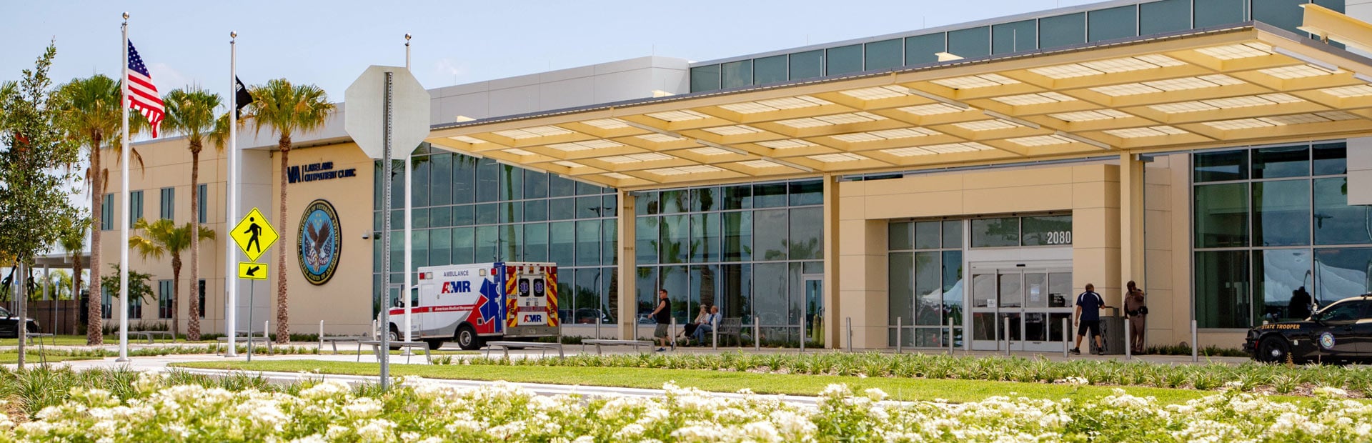 Front entry and drop off at the James A. Haley Veterans' Hospital Community Based Outpatient Clinic in Lakeland, Florida.